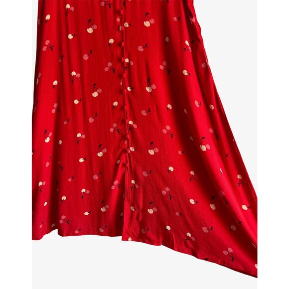 Ann Taylor Loft Women's Size 12 Midi Red Cherry Print Skirt - Picture 2 of 7